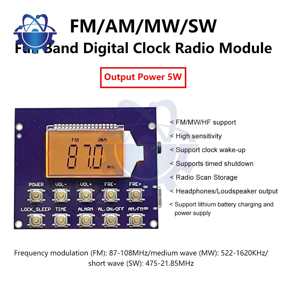 Rádio FM sem fio Módulo Receptor, DIY Modulação de Frequência, Rádio Digital Transmissor Board com Display LCD, 87-108MHz