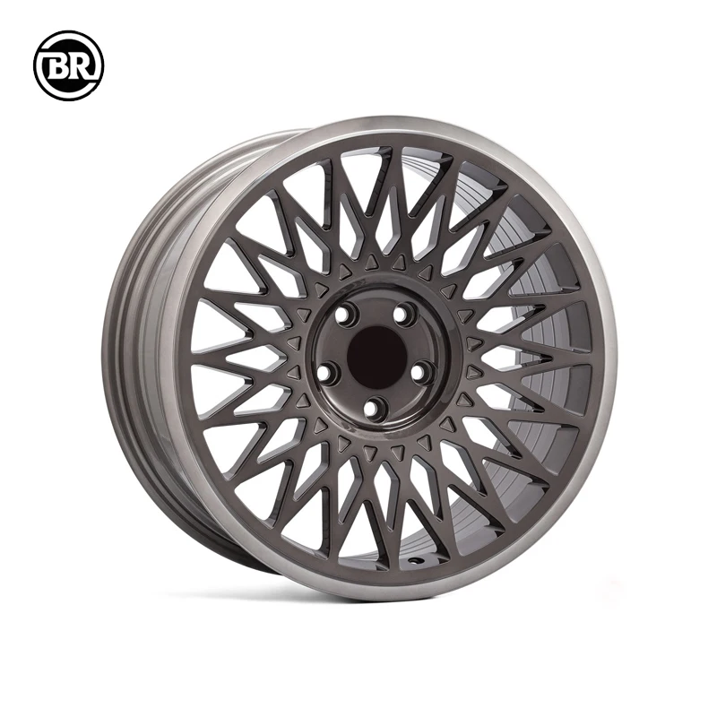 Custom Charcoal Gray Matte Polished Finish 18-26 Inch Racing Car Wheels Deep Dish Forged 5*130 Rims With Polished Lip