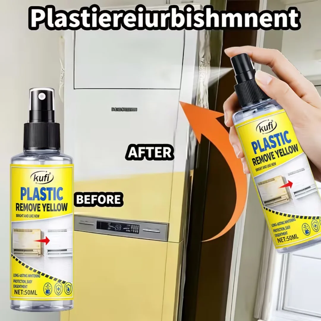 Plastic Yellowing Remover Spray - Fast-Acting Brightening Solution, Restores Faded Plastic on AC Units, Appliances & Auto Trim