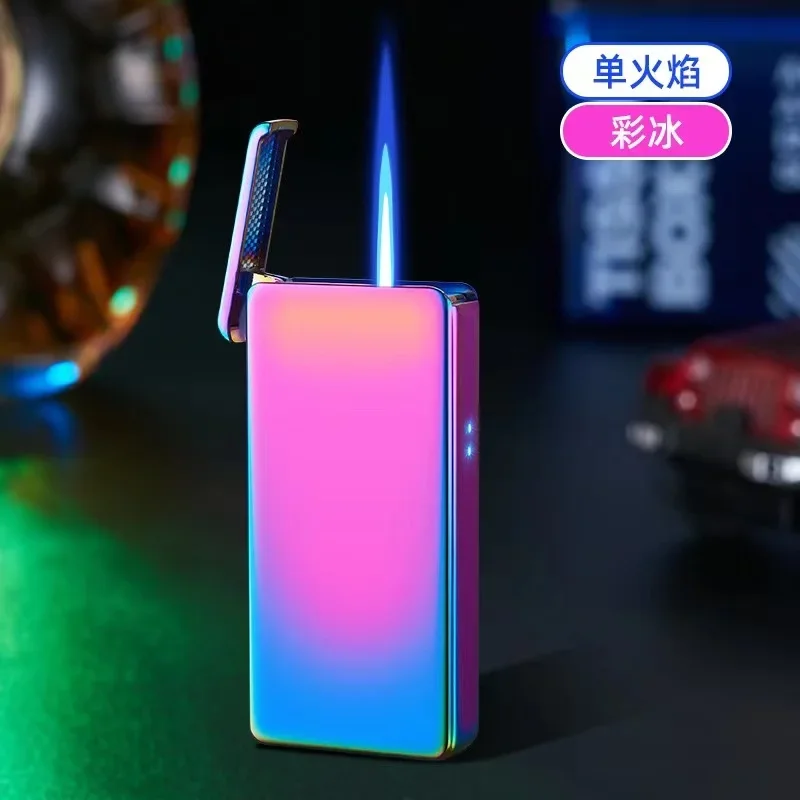 2024 Intelligent Voice-activated Windproof Flame Lighter Airflow Gravity Sensing Knock Ignition Visual Gas Window Men Gadget