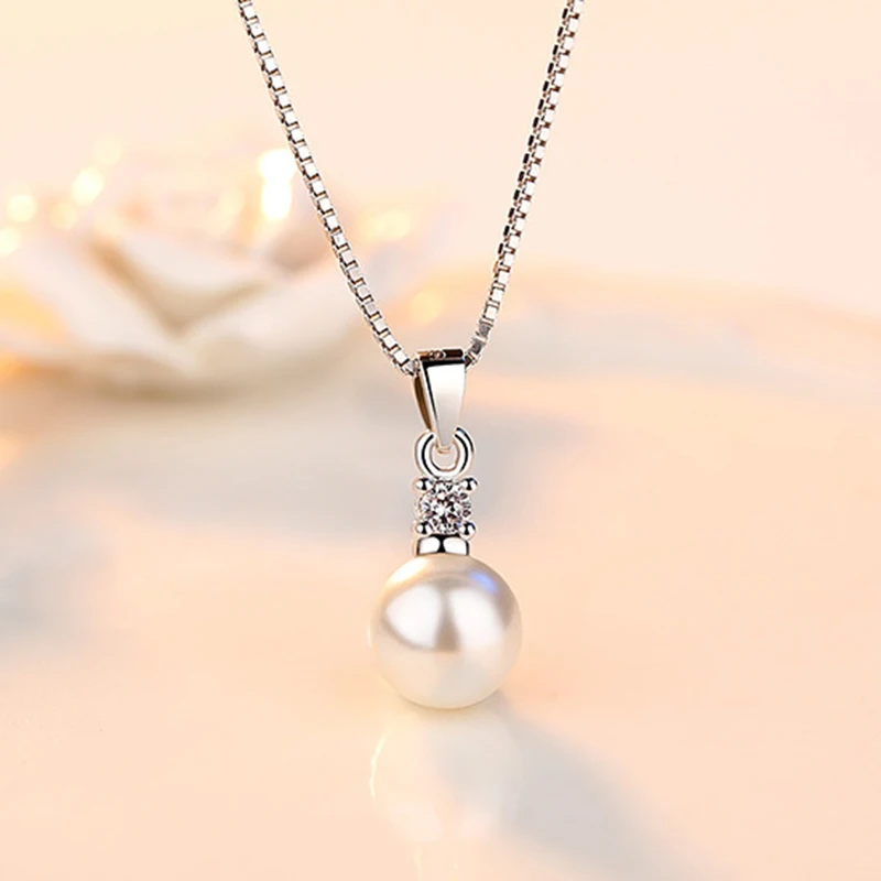 Fanqieliu Real 925 Silver Needle Crystal Pearl Pendant Necklace Long Drop Earrings Jewelry Sets For Women New Trendy FQL23091