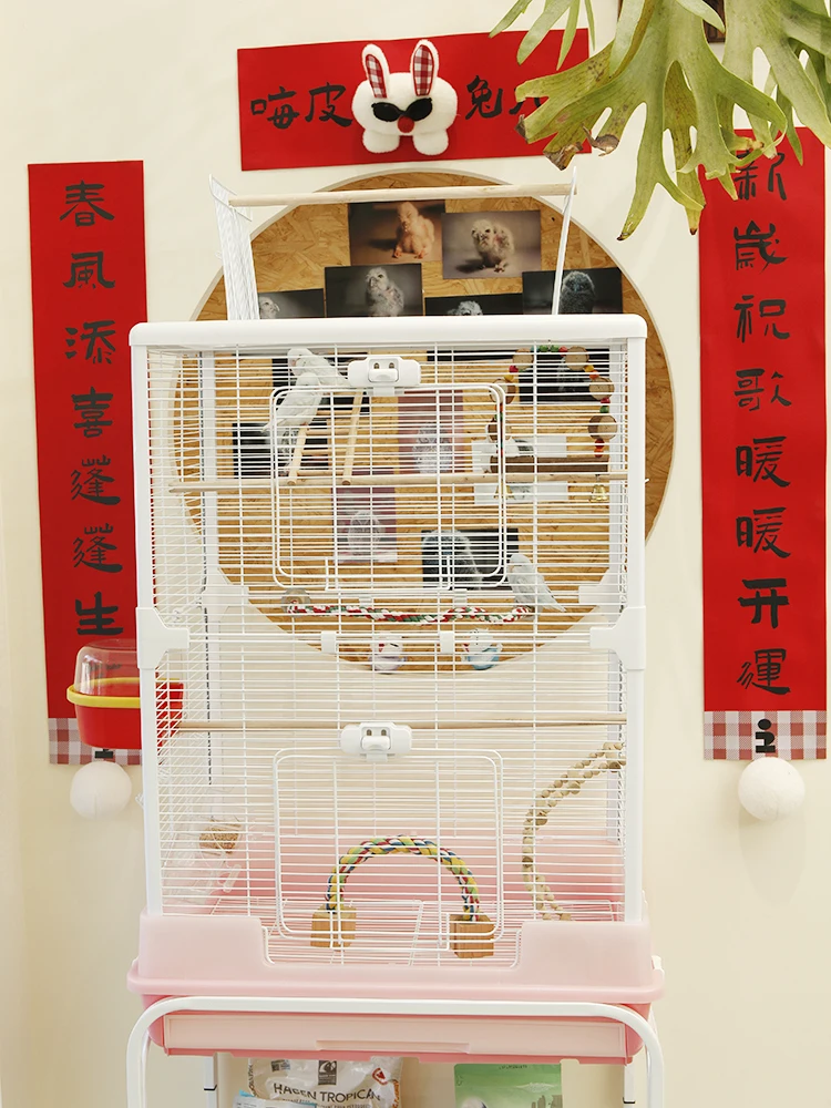 birdcage with open top and luxurious heightening horizontal silk Xuanwu tiger peony panoramic splash-proof tray.