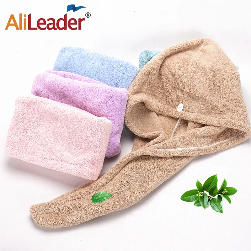 Microfiber Hair Towel Hair Towel with Button, Super Absorbent Hair Towel Wrap for Curly Hair, Fast Drying Hair Wraps