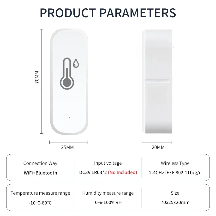 Capteur intelligent de température et d\'humidité, Tuya WiFi, Smart Life Andrea Monitoring, commande vocale nous-mêmes avec Alexa, Google Assistant