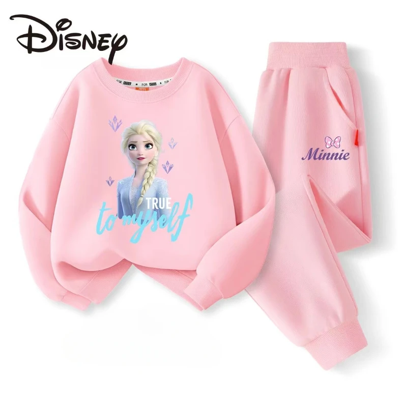 Autumn Baby Girl Boy Clothes Set Children Disney Princess Elsa Printing Sweatshirt Top and Pants Bottom Two Piece Suit Tracksuit