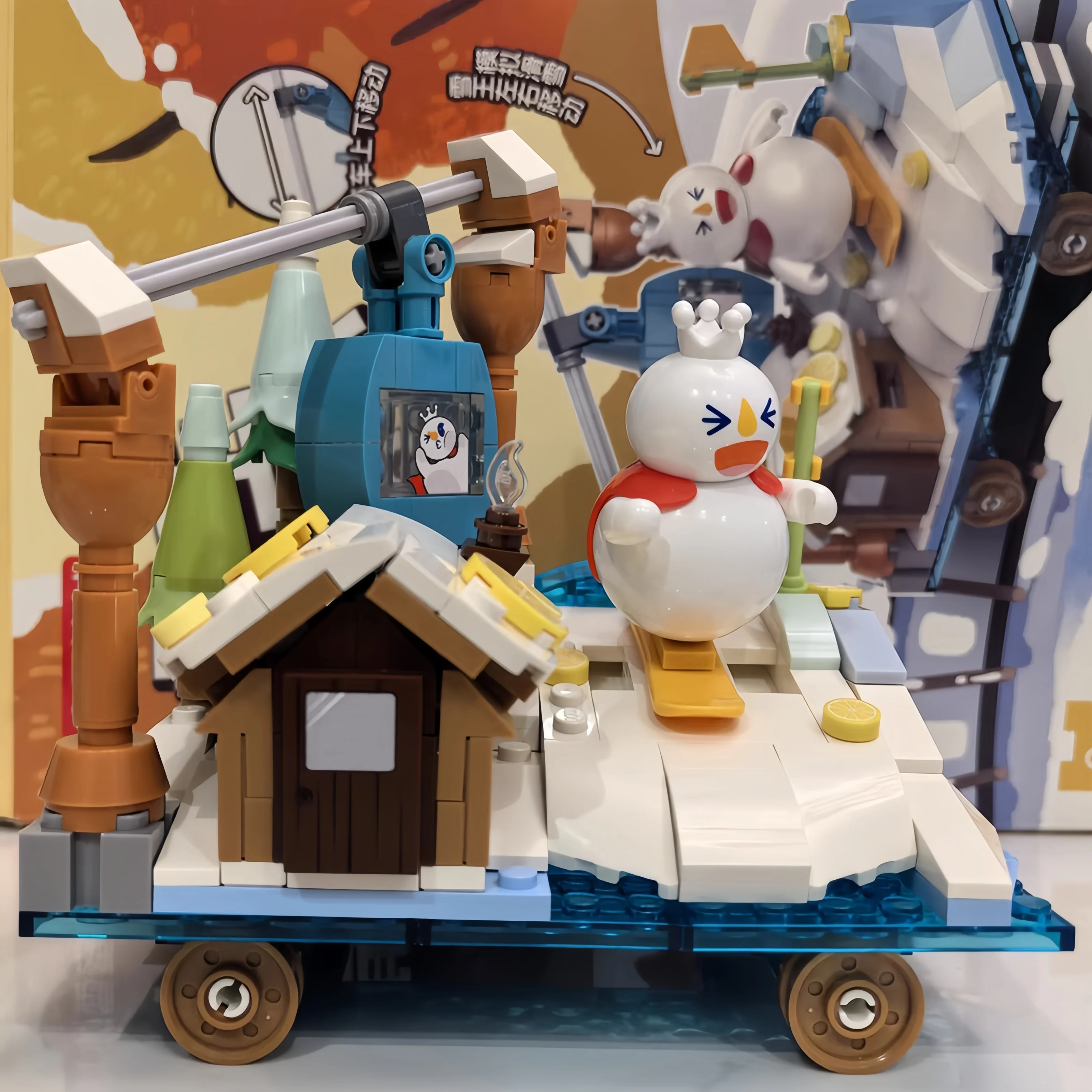 Snow King Assembly Building Blocks Little Train Series Milk Tea Shop Hot Pot Wooden House Toy Model  Ornament Birthday Gift