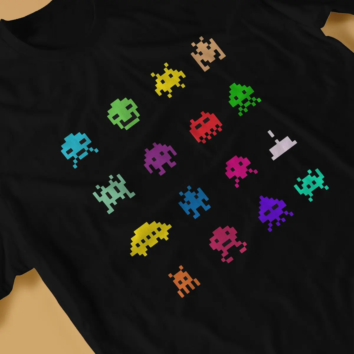 Space Invaders Shooting Video Game Retro Colorful T Shirt Goth Men Tees Summer Clothing Harajuku O-Neck TShirt