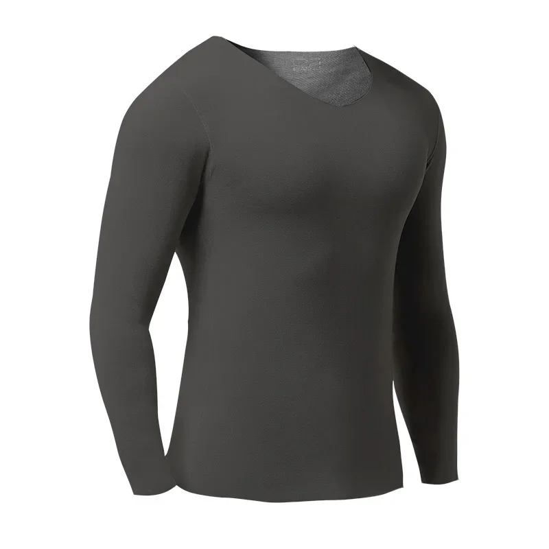 1pc Modal men's thermal underwear, men's seamless cold-proof basic style base layer top, single-piece upper garment long-sleeved