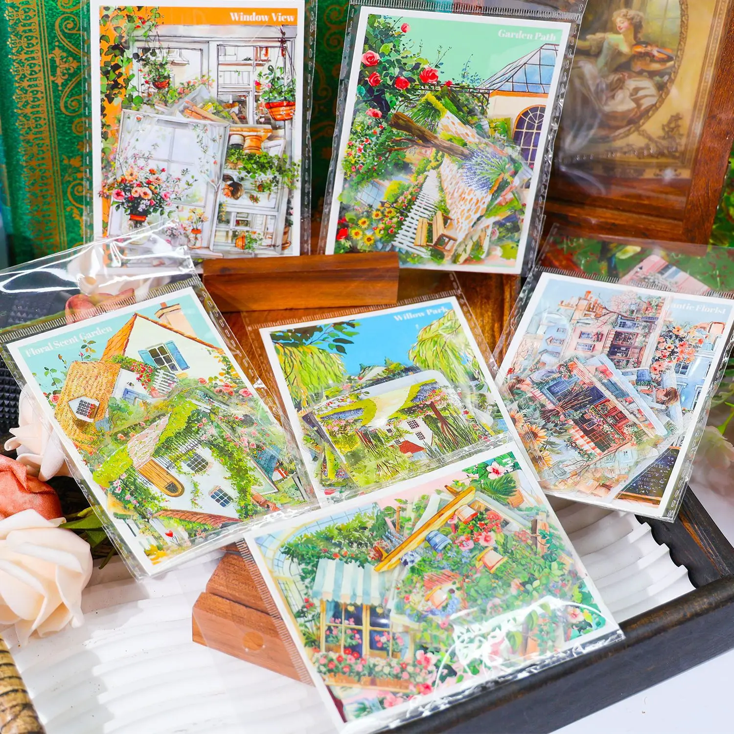 30pcs/1lot Kawaii Scrapbook Stickers Small Town Chronicles Junk Journal Gold Planner Stationery Sticker Planner Decorative