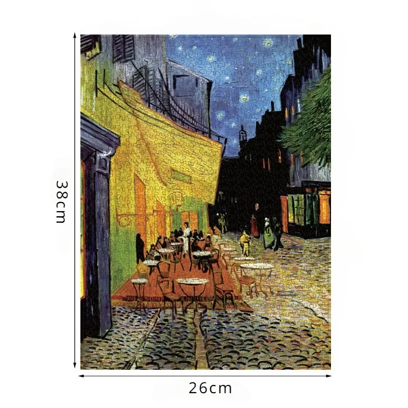 38*26cm Mini Jigsaw Puzzle Paper 1000PCS Cafe Terrace at Night Van Gogh Stress Relief Educational Entertainment Christmas Gift