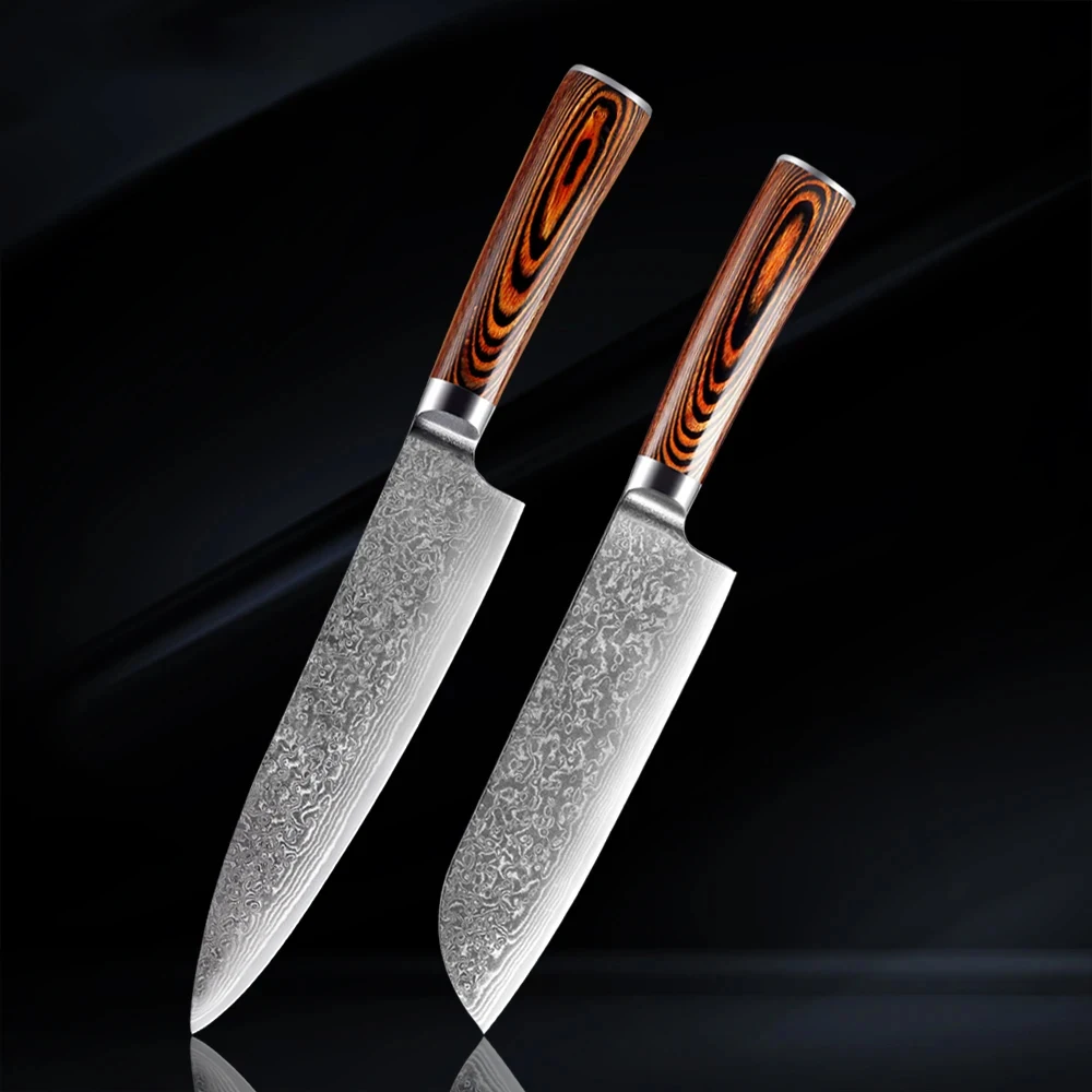 Damascus Steel Knife 2-5PC Sets Santoku Nakiri High Quality Material Kitchen Cooling Tools Knife Cuchillo Boning Slicing Utility