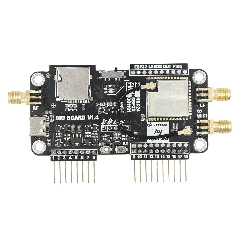 Imagem -02 - Placa de Expansão Multiboard para Flipper Zero Módulo Cc1101 de Alto Ganho Wifi 2.4g Nrf24 Mais Esp32