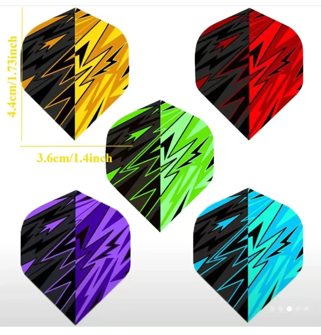 30 Pcs Lightning Pattern Universal Dart Wing Set PE Standard Aircraft Mixed Colors 1.73 Inches X 1.42 Inches for All Players