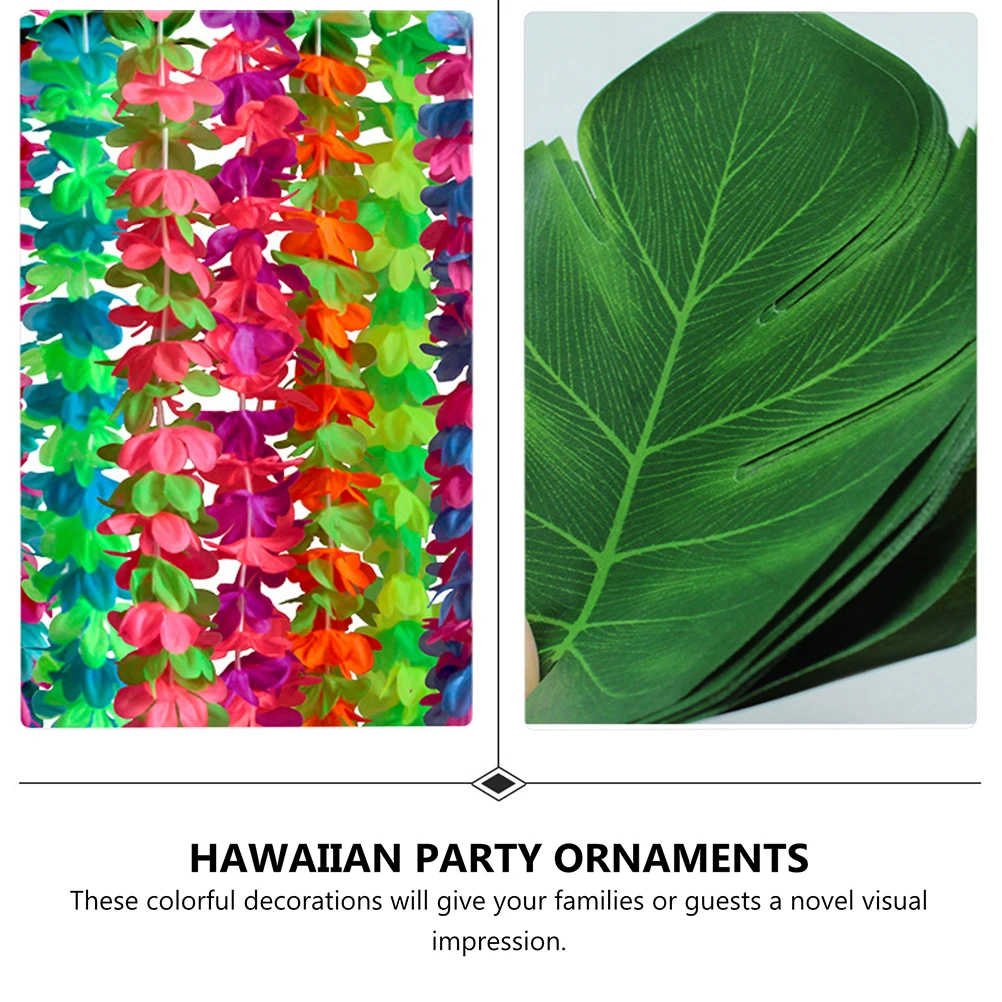 

1 Set Table Skirt Garland Set Assorted Color Hawaiian Decorations Tropical Theme Party Supplies For Pool Party Event Decoration
