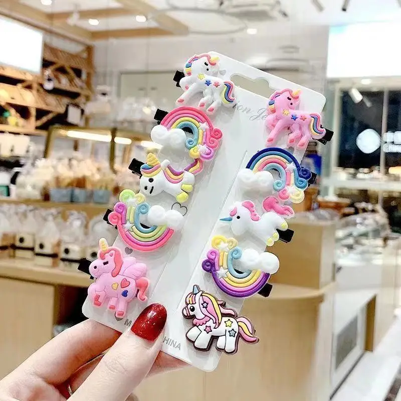 10pcs New Little Girl Hair Accessories Small Animal Children Hair Clip Cute Fruit Hair Clip Set Side Clip Fascinator