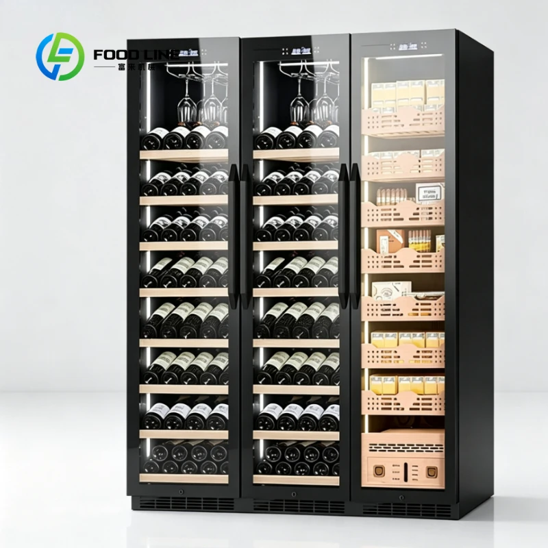 Customized Wine Refrigerator 338L/110 Bottles Adjustable Shelves 5~22 Temperature Control High Efficiency Wine Display Cabinet