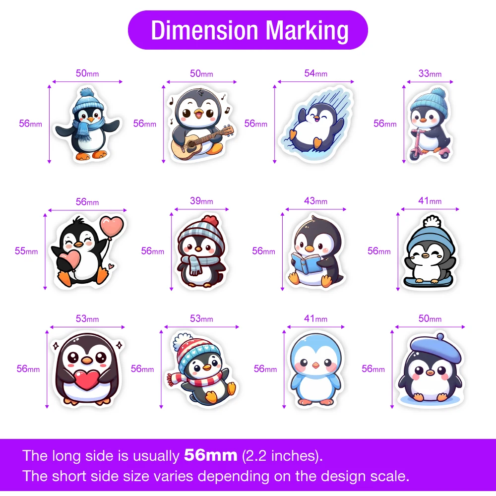 Fun Cartoon Penguin Collection Stickers Toys Gift Decal for Scrapbook Junk Journals Laptop Luggage Bottles Decorative Waterproof