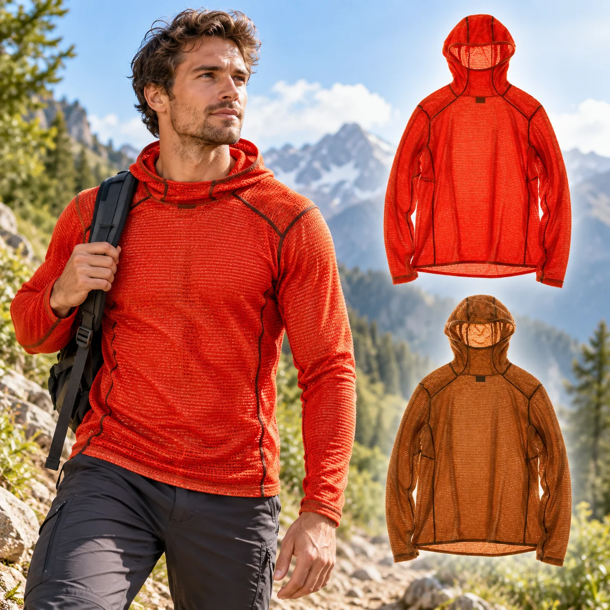 Thermolite Lightweight Constant Temperature Warmth Fleece Hooded Sweatshirt with Air Fleece Pullover Cycling Running Sport Hat
