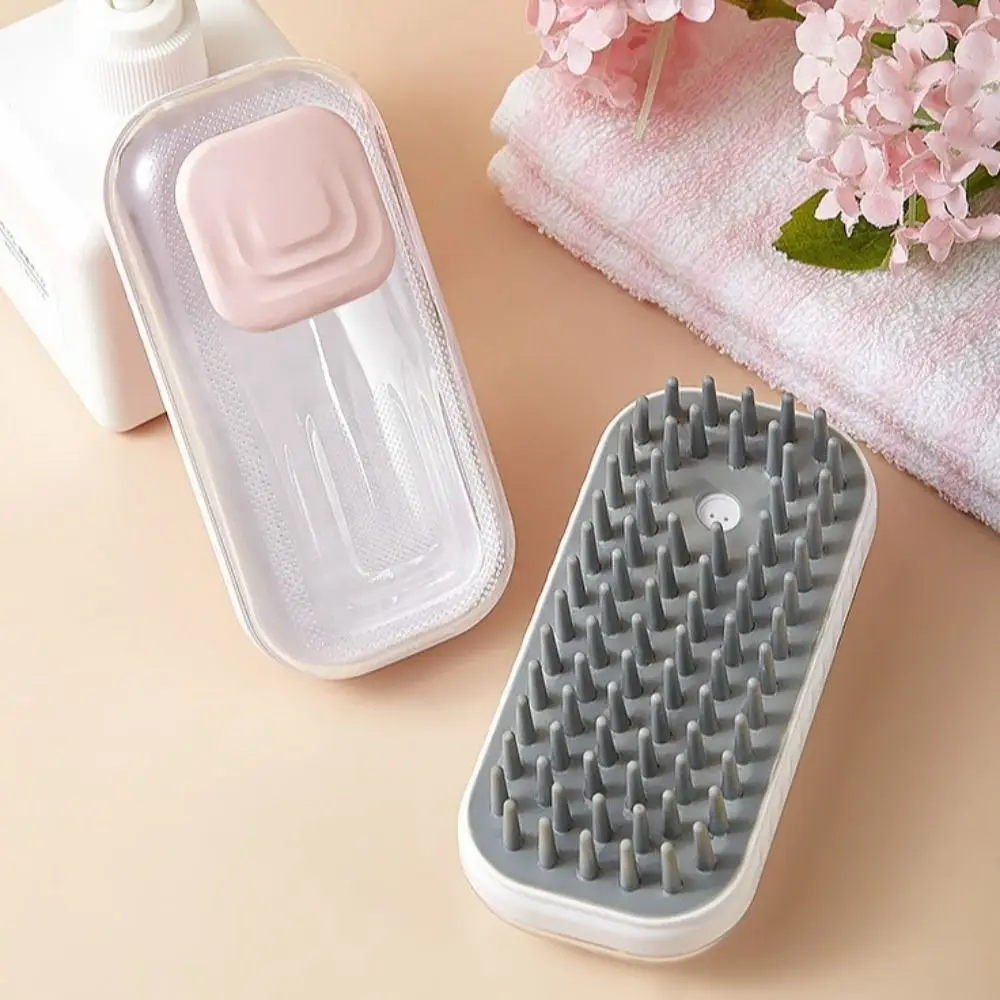 Silicone Pet Bath Brush Refillable Shower Gel Ergonomic handle Dog Massage Brush Wet Dry Dual-use Hair Removal Cat Grooming Comb