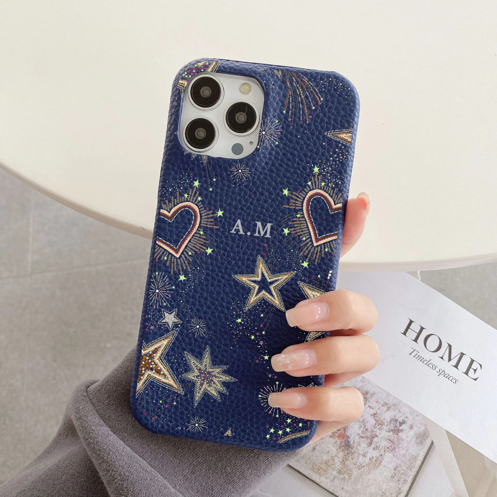 Personalise Initial Name Letters Leather Case For Iphone 16 pro 15 pro max 14 13 Pro Max 12 Mini 11 Luxury kafr letters Covers