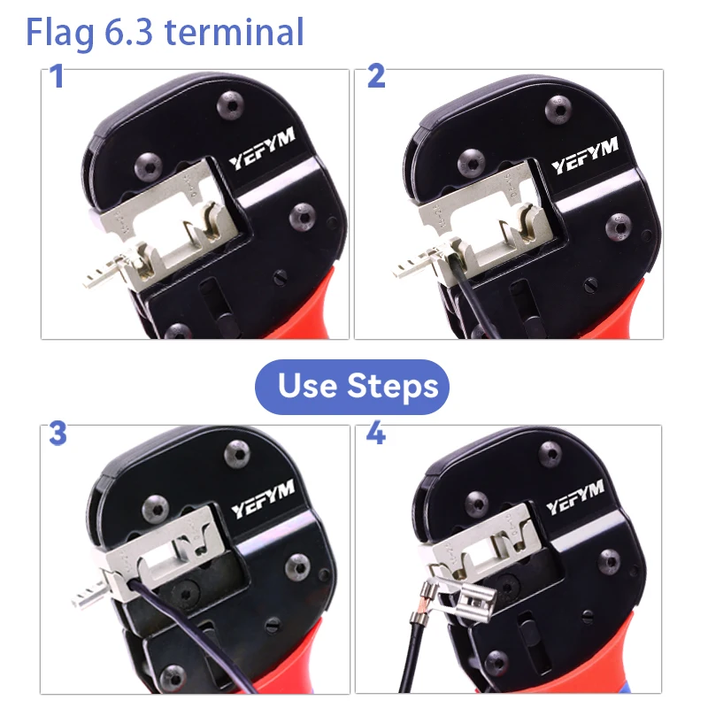 4.8/6.3 أطراف توصيل العلم أداة تجعيد السقاطة YFP-056FL كماشة تجعيد L نوع المجرف موصل 0.5-2.5mm2(20-13AWG)