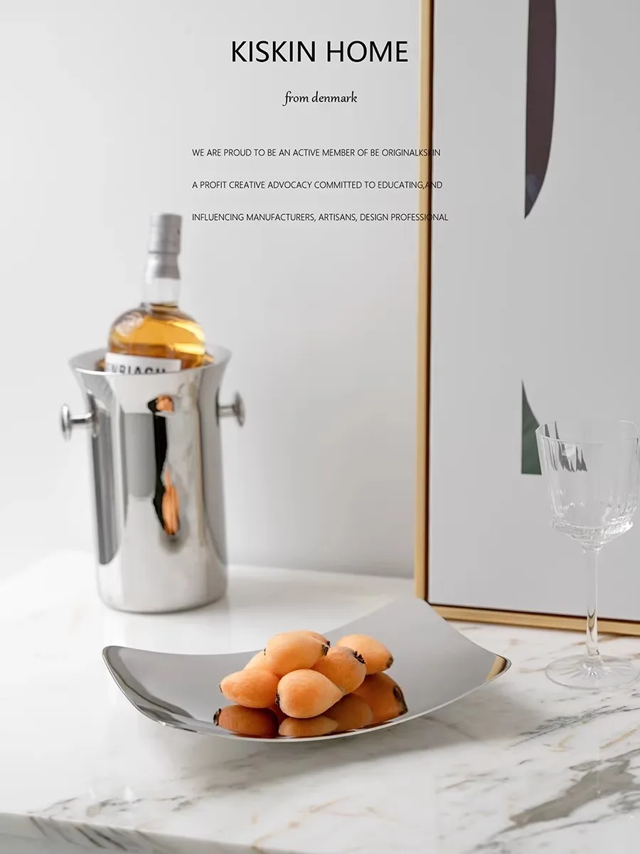 Light luxury Stainless Steel Fruits Tray Home use Tea Table Snacks Dim Sum Plate Exquisite High Appearance level Storage Tray