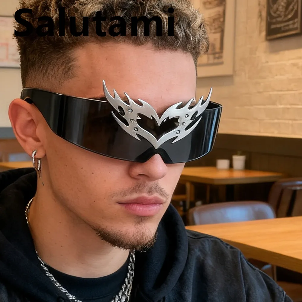 randlose einteilige Y2K-Sonnenbrille für Männer, neue Mode, Hip-Hop-Punk-Sonnenbrille, Damen, Vintage-Party, lustige Farbtöne, Maske, Schildtöne