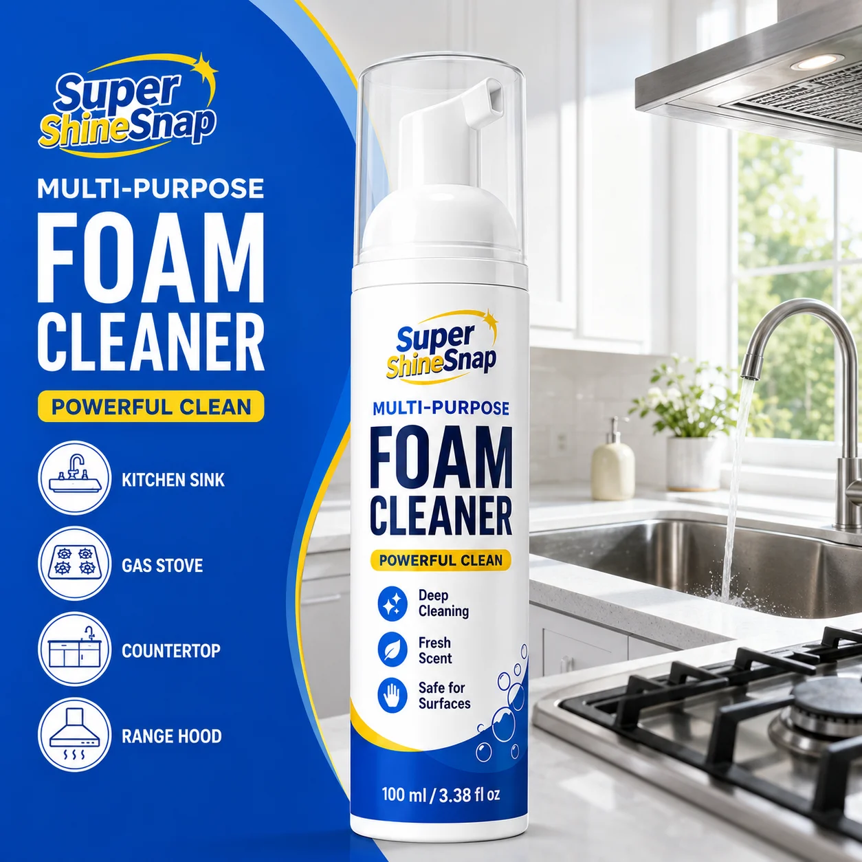 Multi-Purpose Cleaner- Effective Multi-Purpose Cleaner with Spray Nozzle Spray & Towel for Kitchen, Household, Oven, Stove, Range Hood, Sink