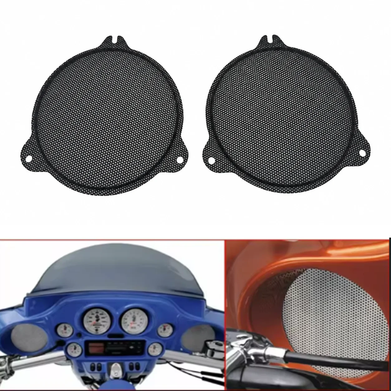 2Pcs Motorcycle Front Speaker Mesh Grills for Harley Davidson Electra Glide 2014-2018 FLHT/X/CU/K fairing speaker cloth grills
