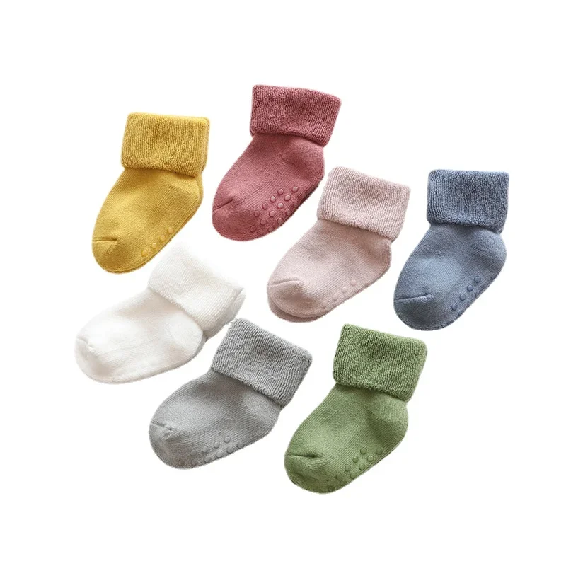 

Autumn Winter Thick Warm Baby Stockings Home Soft Middle Tube Socks for Newborn Infant Toddler Boys Girls Mid Calf Long Socks