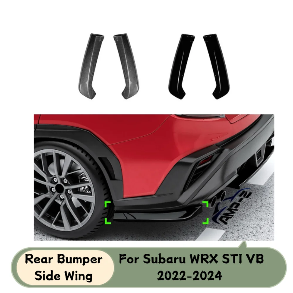 Rear Bumper Corner Guards for Subaru WRX STI VB 2022 2023 2024 Rear Bumper Side Winglets Gloss Black  Carbon Fiber Look ABS