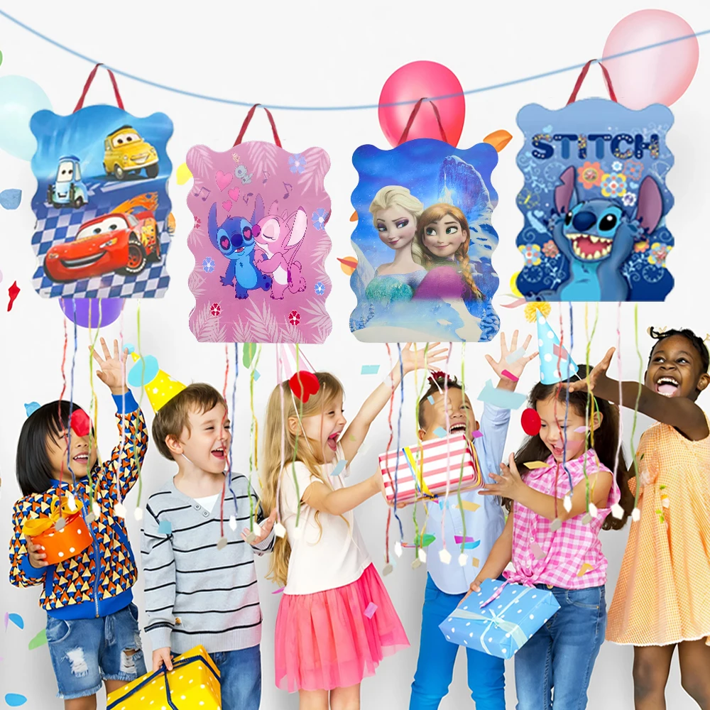 الأزرق الوردي غرزة تحت عنوان بيناتا ديزني آنا إلسا ماكوين سيارة موانا قصة لعبة الأسد الملك بيناتا زينة حفلة عيد ميلاد