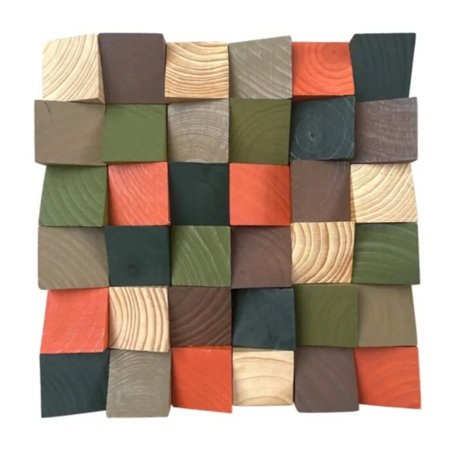 Modern 3D Background Wall Decoration Solid Wood Mosaic Tile Colorful Acoustic Diffuser Panel Home Office Hotel Wall Decor