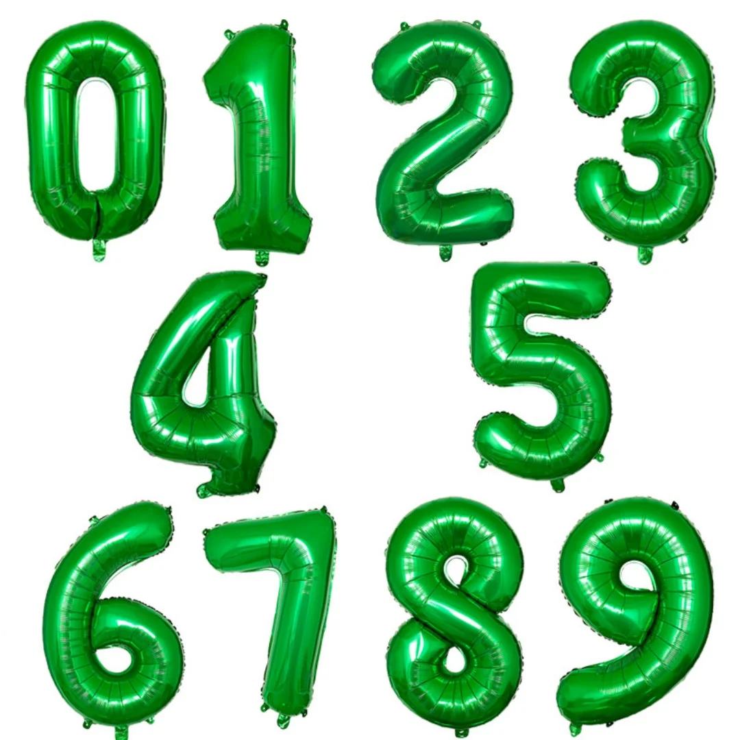 32inch Large Dark Green Number Balloons Jungle Safari Birthday Balloon Party Foil Balloon 0 1 2 3 4 5 6 7 8 9 globos Balls