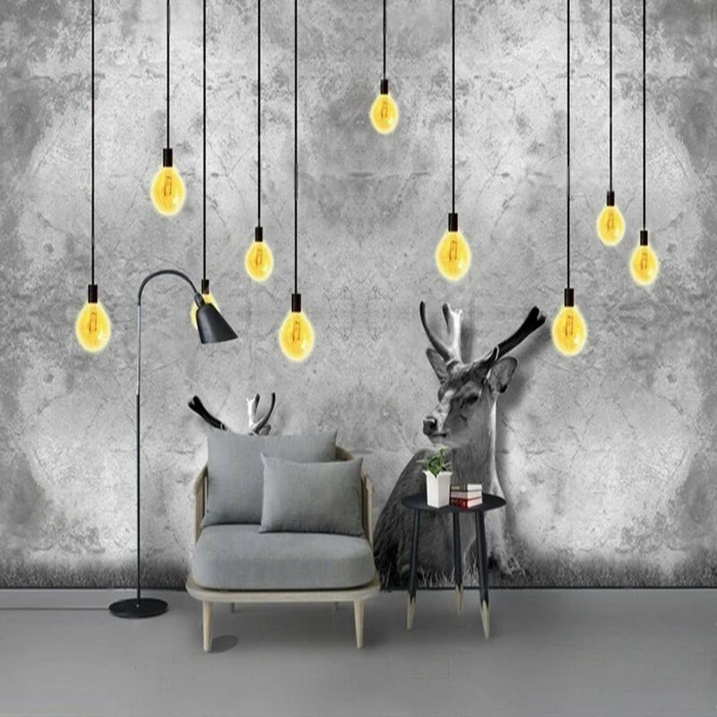

Modern and simple Nordic style yellow bulb sika deer soft package TV luxurious home decoration bedroom background wall paper