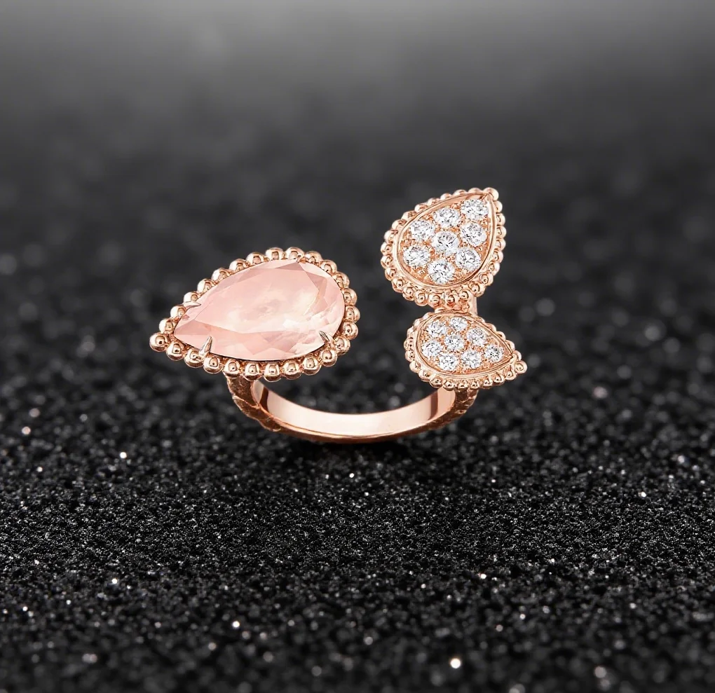 

Fashionable and exquisite s925 ring new three leaf multi-color zircon creative unisex party Valentine's Day gift jewelry