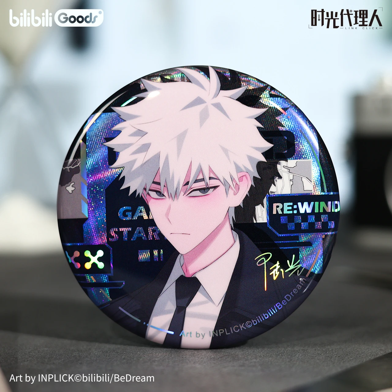 Link Click Official Genuine Anime Time Agent M.O.D Series Re Wind Gu Zi Badge Enamel Pin Acrylic Charm Squeeze Toy Collectible