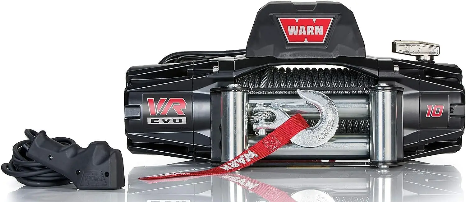 

WARN 103252 VR EVO 10 Electric 12V DC Winch with Steel Cable Wire Rope: 3/8" Diameter x 90' Length, 5 Ton (10,000 lb)