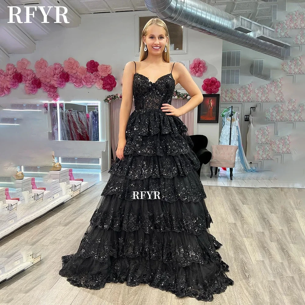

RFYR Lace Applique Party Gowns Multilayers Sweetheart Prom Gowns for Princess Ball Gowns Elegant Evening Gown Customized