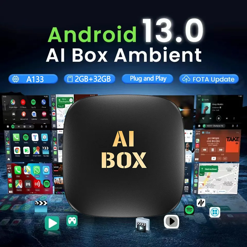 CarPlay inalámbrico con Android 13, adaptador automático para Youtube, Netflix, reproducción de vídeo, accesorios para coche, Smart Ai Box, nuevo