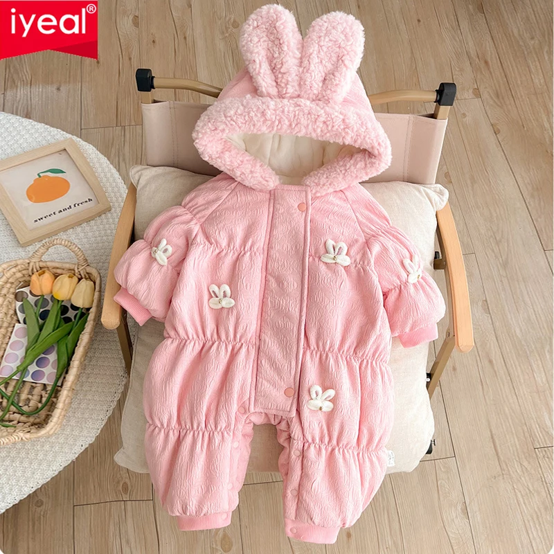 

IYEAL Baby Girl Winter Thick Cotton Clothes Baby Girl Jumpsuit Winter Super Cute Princess Jumpsuit Thick Cotton Jacket