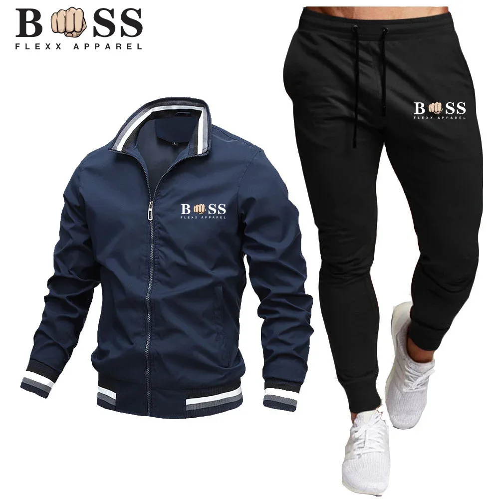 2024 Spring Autumn New Men\'s Sportswear Set Zipper Jacket+Pants 2-piece Set for Men\'s Fashion Casual Jogging Sportswear Suit