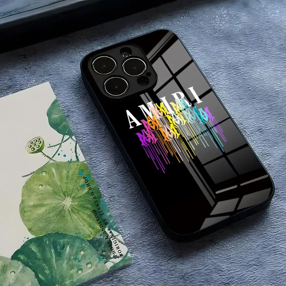 MINISO-Роскошный дизайн A-Amiri чехол для телефона для IPhone 16 14 Pro 15 13 12 Max 11 XR XS 6 7 8 6s X Роскошный чехол из закаленного стекла