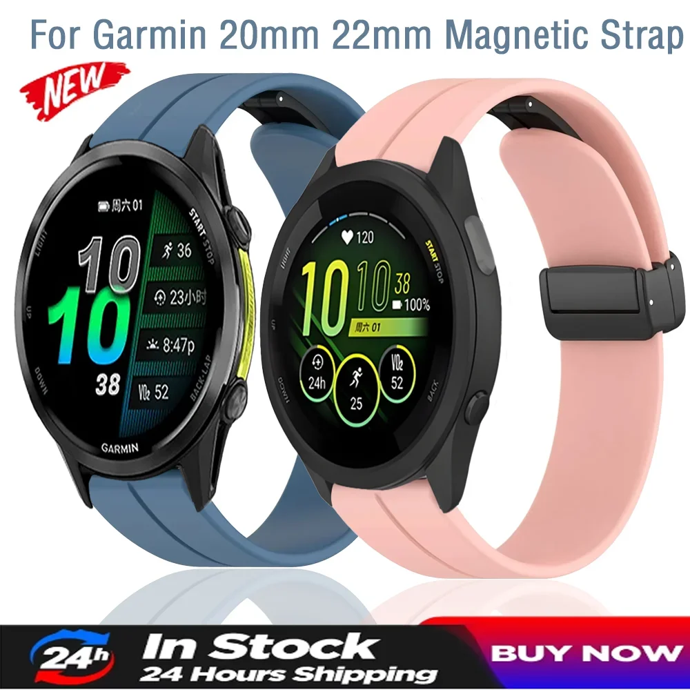 20mm 22mm Silikonarmband für Garmin Forerunner 970 570 965 265 165 55 Magnetisches Band Garmin Approach S50 Active 6 5 Venu 3 4 45mm