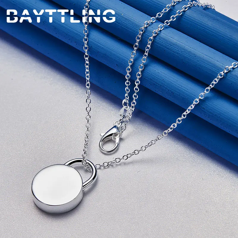 New 925 Sterling Silver 16-30 Inches Fine Round Lock Necklace For Women Men Fashion Charm Wedding Gifts Accessories Jewelry