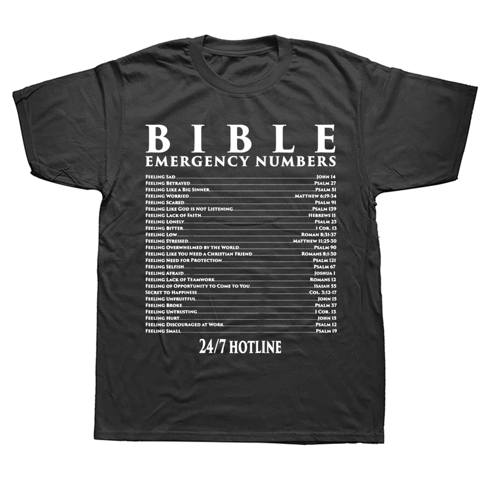 Funny Bible Emergency Cool Christian T Shirts Graphic Cotton Streetwear Short Sleeve Birthday Gifts Jesus God Faith T-shirt