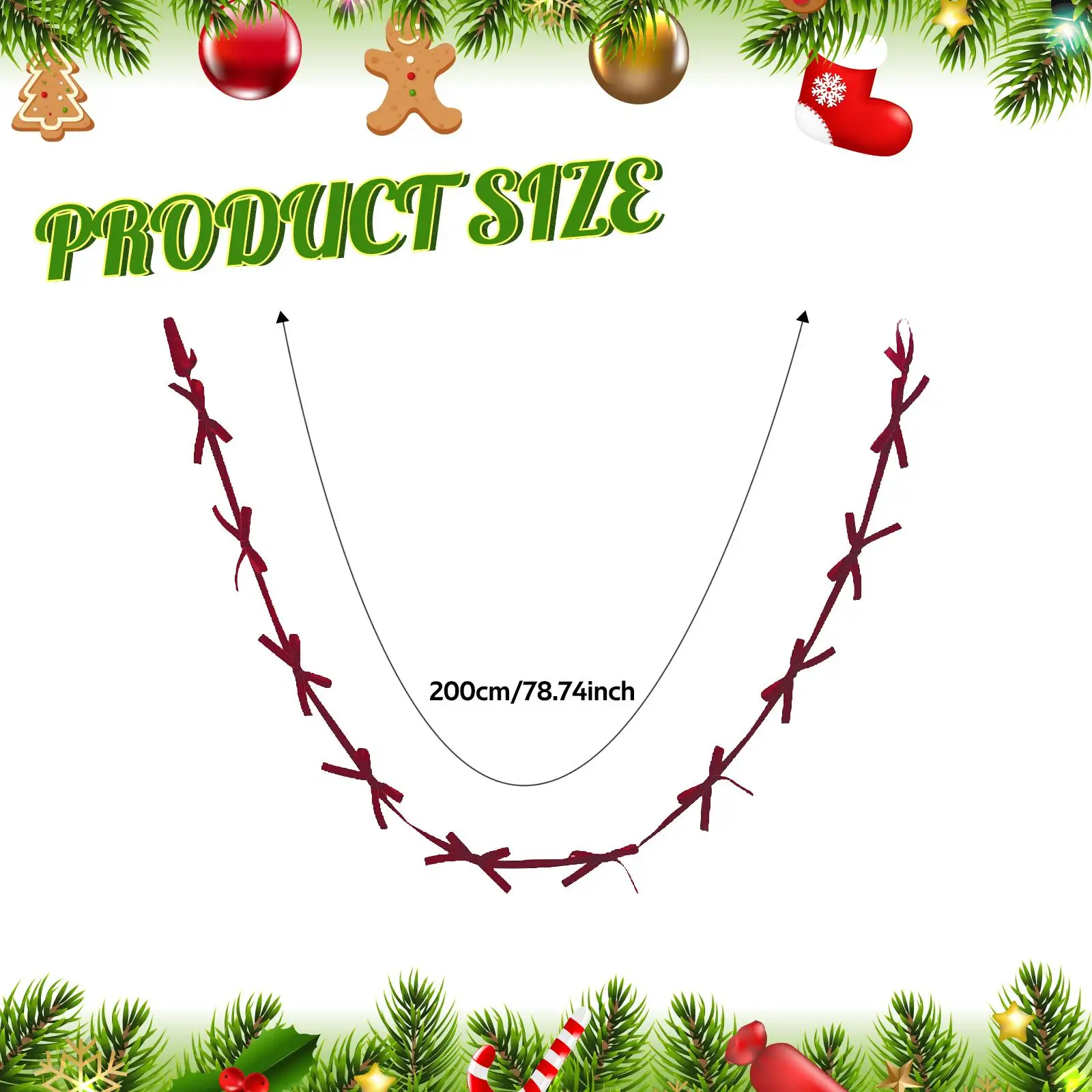 عيد الميلاد القوس راية الديكور 2M السنة الجديدة عيد ميلاد معلقة Bowknot جارلاند #6