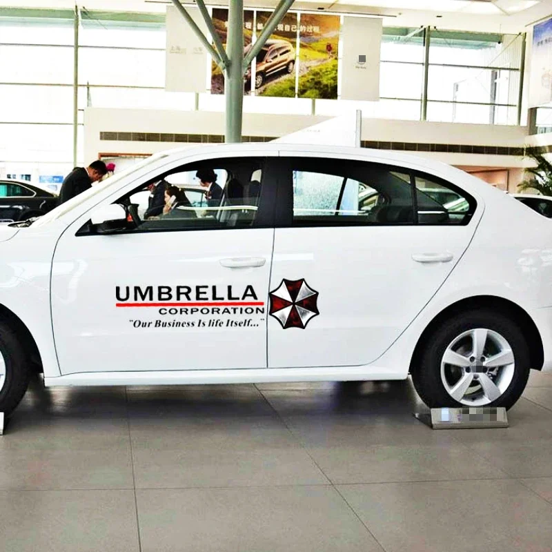 Motywem Umbrella Corporation naklejka odblaskowa na boczne drzwi samochodu śmieszne akcesoria dla Volkswagen Polo Golf Audi A3 Focus 2