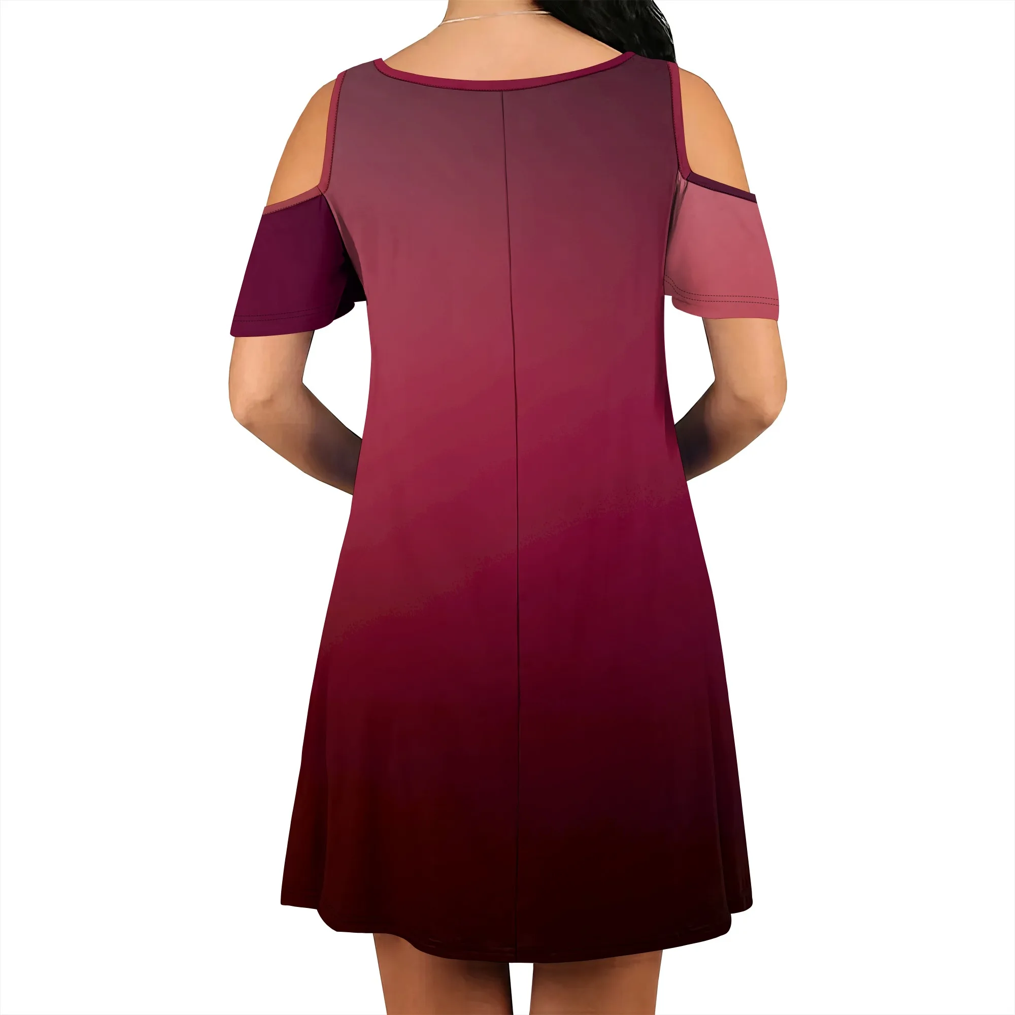 Short Sleeve Women's Cold Shoulder Dress with Pockets Casual Swing T-Shirt Dresses