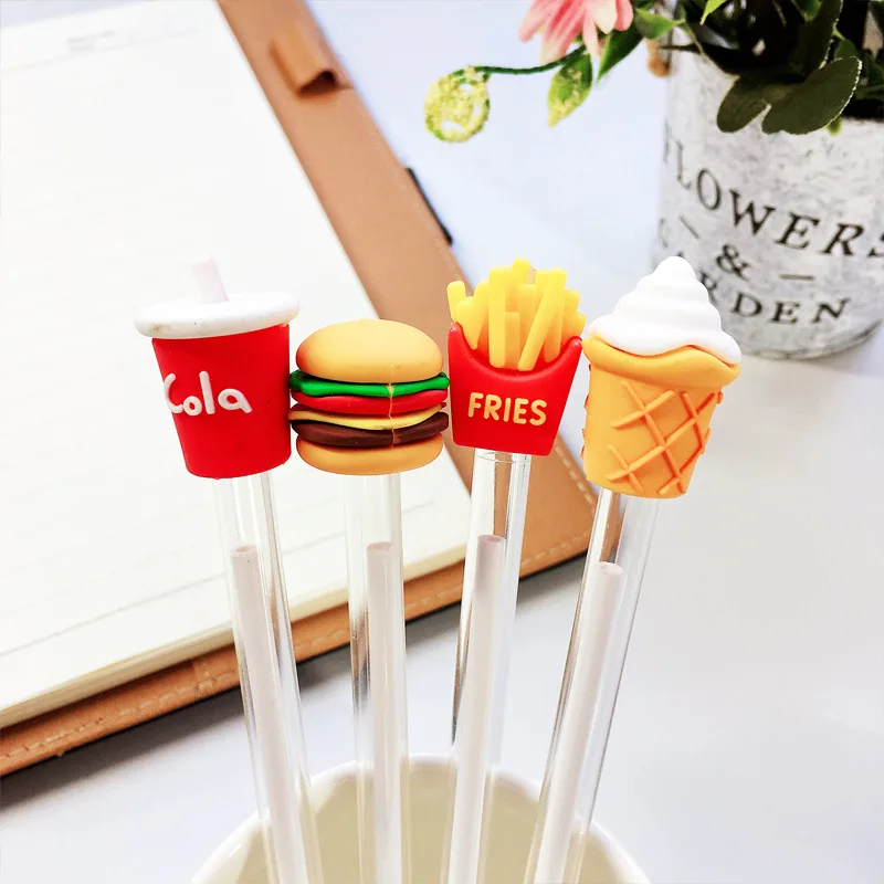 24 Pcs  Creative Cola Fries Student Sign Carbon Pen Cartoon Creative Office Supplies Pen Wholesale